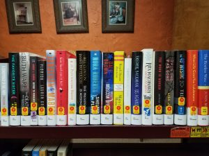Shelf of new books