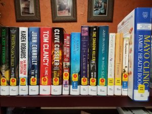 Shelf of new books