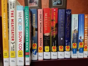 Shelf of new books