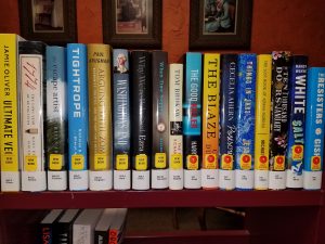 Shelf of new books