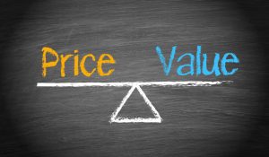 a scale with price on one side and value on the other